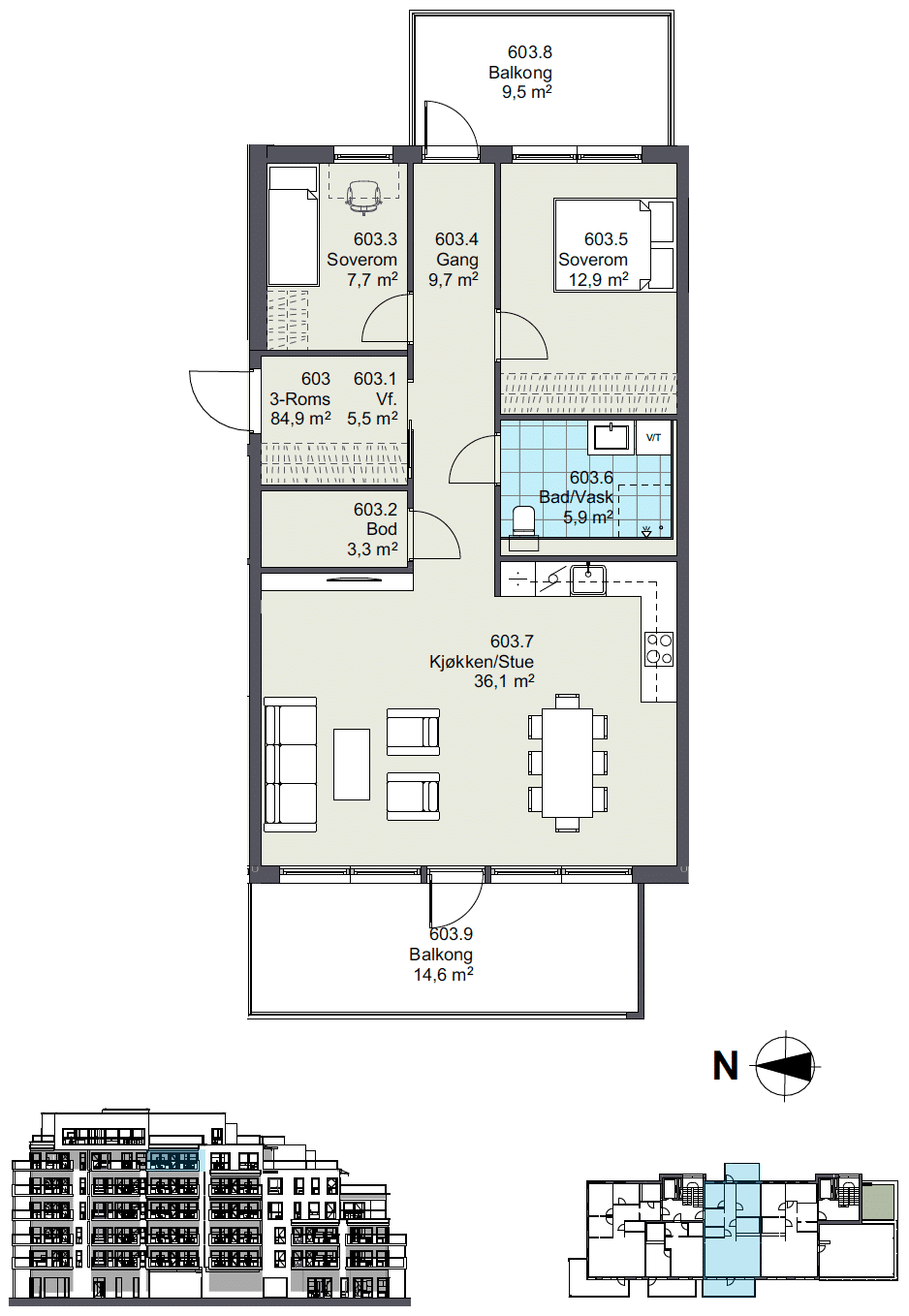 Plantegning av leilighet