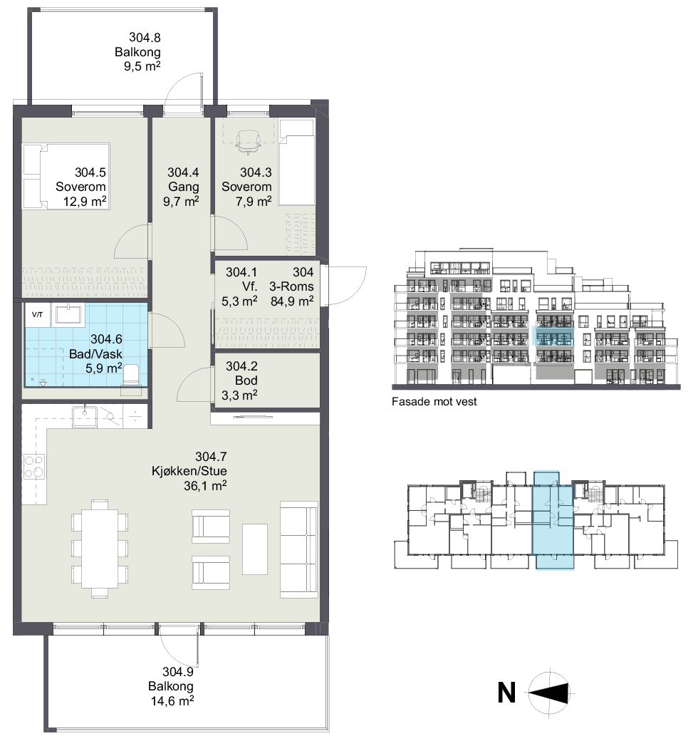 Plantegning av leilighet
