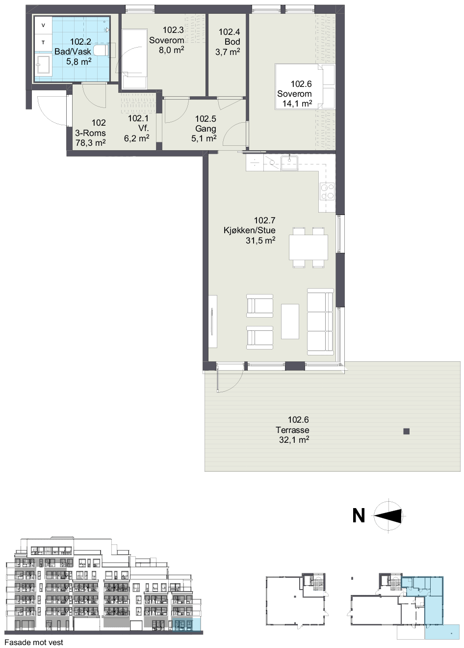 Plantegning av leilighet